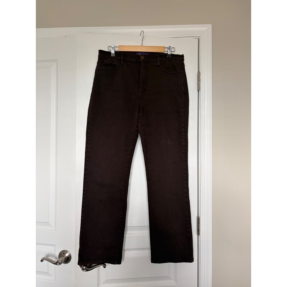 NYDJ Not Your Daughters Jeans Brown Lift Tuck Straight Leg Pants 14P Petite